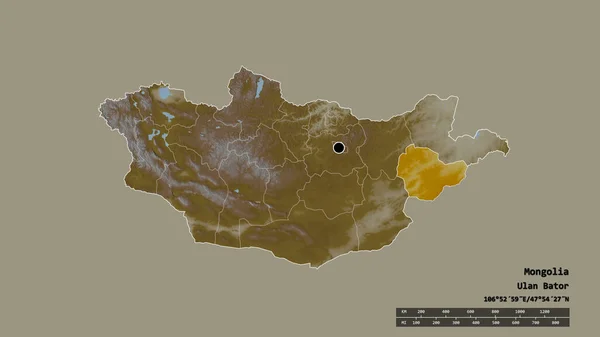 Forme Dénaturée Mongolie Avec Capitale Principale Division Régionale Zone Séparée — Photo