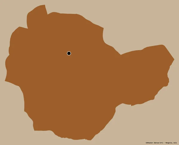 蒙古苏赫雷斯的形状 其首都以纯色背景隔离 图形纹理的组成 3D渲染 — 图库照片