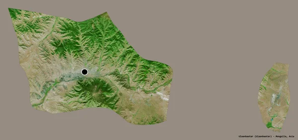 モンゴルの自治体であるウランバートルの形は その首都をしっかりとした色の背景に隔離しています 衛星画像 3Dレンダリング — ストック写真