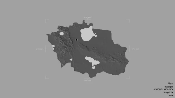 蒙古Uvs地区 背景坚实 在一个地理参考方块中被隔离 Bilevel高程图 3D渲染 — 图库照片