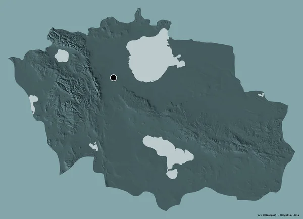 Forma Uvs Provincia Mongolia Con Capital Aislada Sobre Fondo Color — Foto de Stock