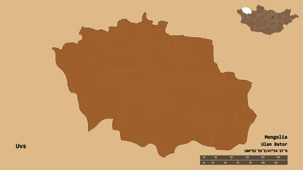 Forma Uvs Provincia Mongolia Con Capital Aislada Sobre Fondo Sólido —  Fotos de Stock