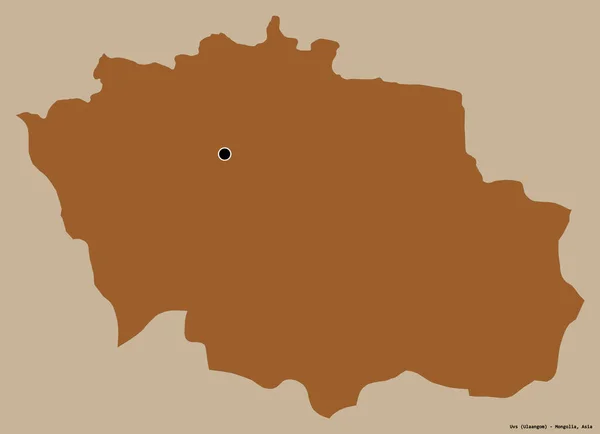 Forme Uvs Province Mongolie Avec Capitale Isolée Sur Fond Couleur — Photo