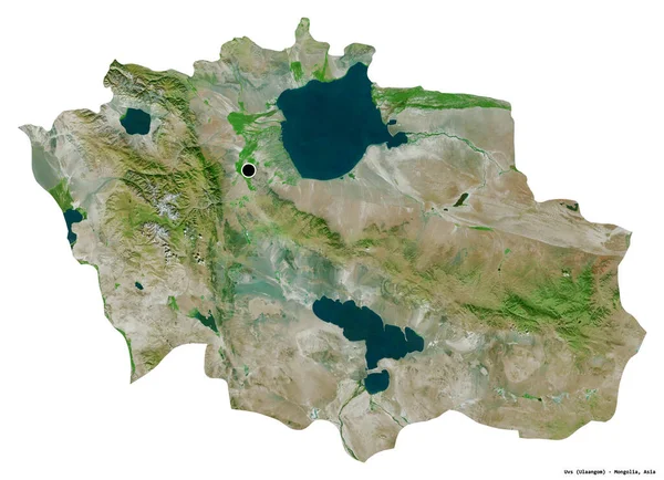 モンゴル国のUvsの形で 首都は白い背景に孤立している 衛星画像 3Dレンダリング — ストック写真
