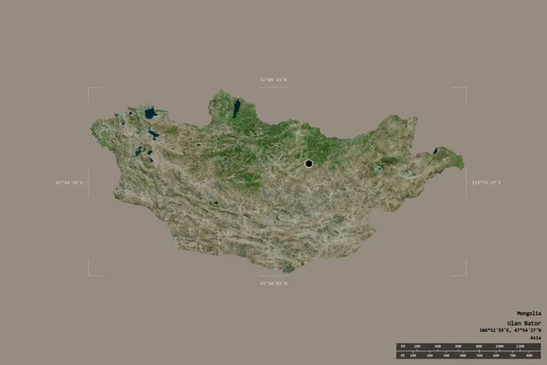 Oblast Mongolska Izolované Pevném Pozadí Georeferenced Bounding Box Hlavní Regionální — Stock fotografie