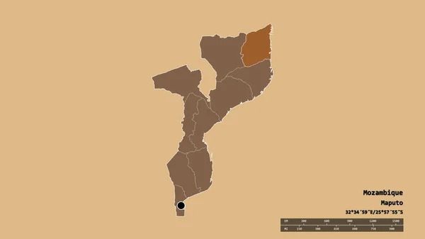 Ungesättigte Form Mosambiks Mit Seiner Hauptstadt Der Wichtigsten Regionalen Teilung — Stockfoto