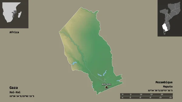 Forma Gaza Provincia Mozambique Capital Escala Distancia Vistas Previas Etiquetas —  Fotos de Stock