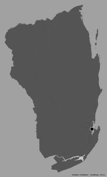 モザンビーク州のインハンベーンの形で その首都はしっかりとした色の背景に隔離されています 標高マップ 3Dレンダリング — ストック写真