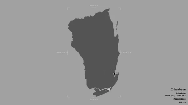莫桑比克伊尼扬巴内省的一个地区 以坚实的背景隔离在一个地理参照盒中 Bilevel高程图 3D渲染 — 图库照片
