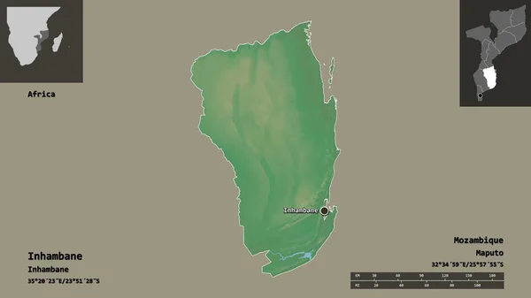 Forma Inhambane Provincia Mozambique Capital Escala Distancia Vistas Previas Etiquetas — Foto de Stock