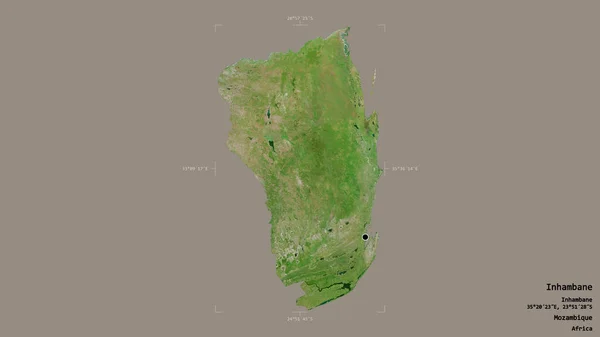 莫桑比克伊尼扬巴内省的一个地区 以坚实的背景隔离在一个地理参照盒中 卫星图像 3D渲染 — 图库照片