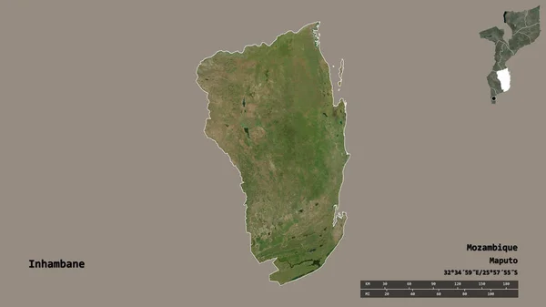 Форма Іньямбане Провінції Мозамбік Столицею Ізольованою Твердому Тлі Масштаб Відстаней — стокове фото