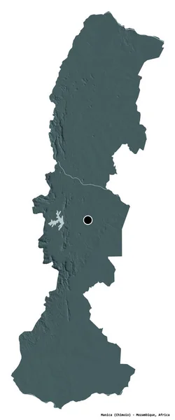 Форма Маники Провинции Мозамбик Столицей Изолированной Белом Фоне Цветная Карта — стоковое фото