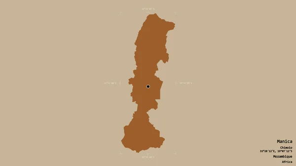 Територія Маніки Провінції Мозамбік Ізольована Твердому Тлі Геодезичному Обмежувальному Ящику — стокове фото
