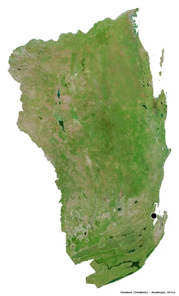 Shape Inhambane Province Mozambique Its Capital Isolated White Background Satellite — Stock Photo, Image