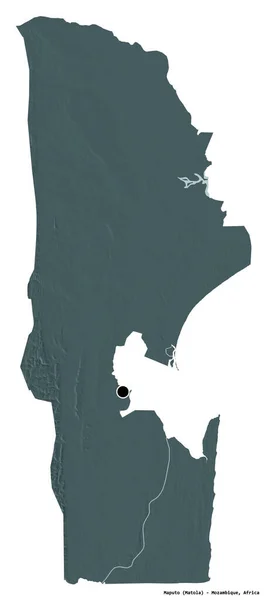 Shape Maputo Province Mozambique Its Capital Isolated White Background Colored — Stock Photo, Image
