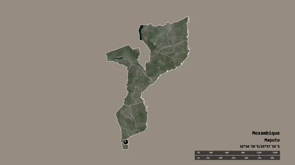 莫桑比克以首都 主要地区分部和分离的马普托市地区为首都的经济形势严峻 卫星图像 3D渲染 — 图库照片