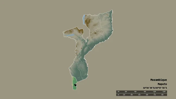 Forma Dessaturada Moçambique Com Sua Capital Principal Divisão Regional Área — Fotografia de Stock