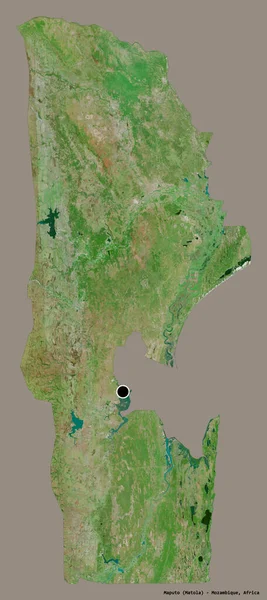 Форма Мапуту Провинции Мозамбик Столицей Изолированной Сплошном Цветном Фоне Спутниковые — стоковое фото
