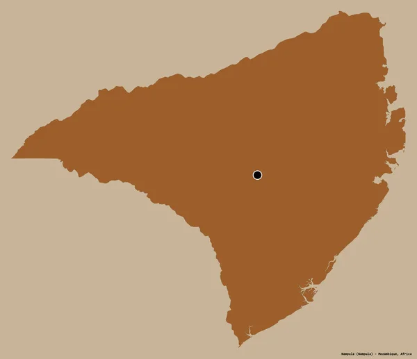 Form Nampula Provinsen Moçambique Med Sin Huvudstad Isolerad Solid Färg — Stockfoto