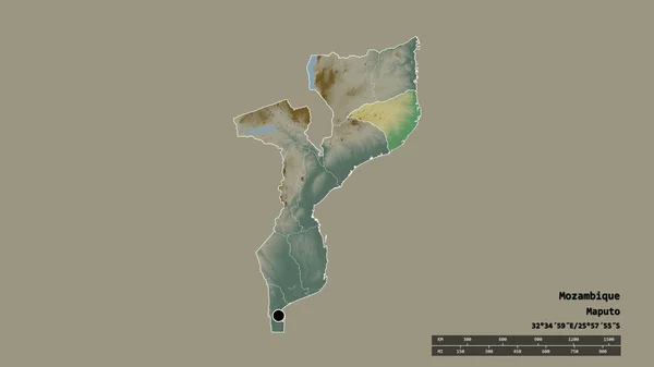 Forma Desolata Del Mozambico Con Sua Capitale Principale Divisione Regionale — Foto Stock