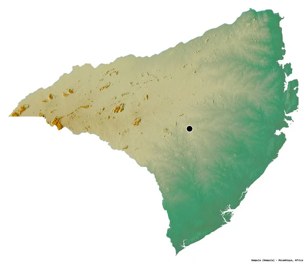 Forma Nampula Provincia Mozambique Con Capital Aislada Sobre Fondo Blanco — Foto de Stock