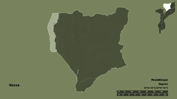 Tvar Nassy Provincie Mosambik Hlavním Městem Izolovaným Pevném Pozadí Měřítko — Stock fotografie