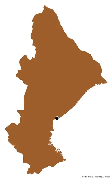 Form Sofala Provinsen Moçambique Med Sin Huvudstad Isolerad Vit Bakgrund — Stockfoto