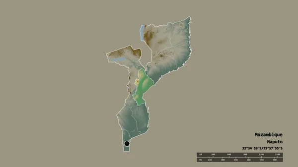 Forma Dessaturada Moçambique Com Sua Capital Principal Divisão Regional Área — Fotografia de Stock