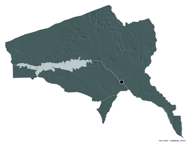 莫桑比克省太特省的形状 首都被白色背景隔离 彩色高程图 3D渲染 — 图库照片