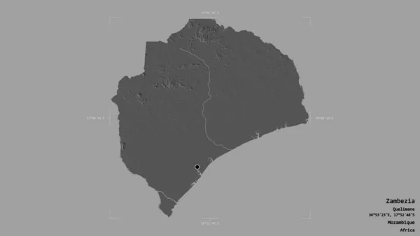 Oblast Zambezia Provincie Mosambik Izolovaná Pevném Pozadí Georeferencované Hraniční Oblasti — Stock fotografie