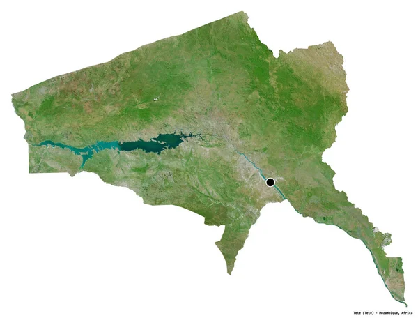 莫桑比克省太特省的形状 首都被白色背景隔离 卫星图像 3D渲染 — 图库照片