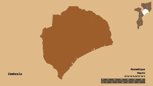 Forma Zambezia Provincia Mozambique Con Capital Aislada Sobre Fondo Sólido — Foto de Stock