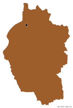 Kayah 'ın şekli, Myanmar eyaleti, başkenti beyaz arka planda izole edilmiş. Desenli dokuların bileşimi. 3B görüntüleme