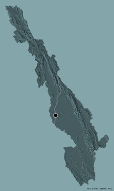 Kayin 'in şekli, Myanmar eyaleti, sermayesi katı renk arka planında izole edilmiş. Renkli yükseklik haritası. 3B görüntüleme