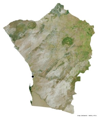 Erongo 'nun şekli, Namibya bölgesi, başkenti beyaz arka planda izole edilmiş. Uydu görüntüleri. 3B görüntüleme