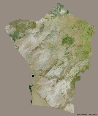 Namibya 'nın başkenti Erongo' nun katı renk arkaplanı ile izole edilmiş hali. Uydu görüntüleri. 3B görüntüleme