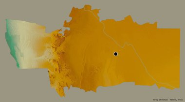 Hardap 'ın şekli, Namibya bölgesi, başkenti katı bir renk arkaplanı ile izole edilmiş. Topografik yardım haritası. 3B görüntüleme