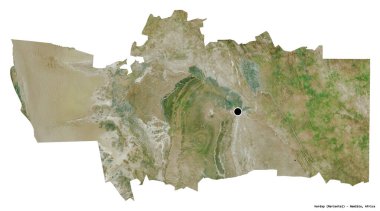 Hardap 'ın şekli, Namibya bölgesi, başkenti beyaz arka planda izole edilmiş. Uydu görüntüleri. 3B görüntüleme
