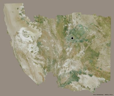 Karas 'ın şekli, Namibya bölgesi, sermayesi katı renk arka planında izole edilmiş. Uydu görüntüleri. 3B görüntüleme