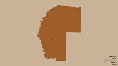 Omaheke bölgesi, Namibya bölgesi, jeoreferatlı bir sınır kutusunda sağlam bir arka planda izole edilmiş. Etiketler. Desenli dokuların bileşimi. 3B görüntüleme