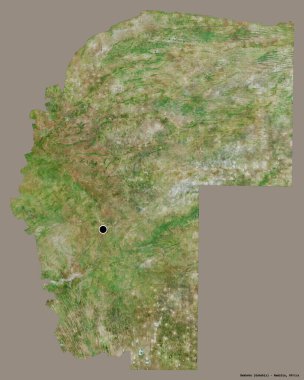 Namibya 'nın başkenti Omaheke' nin katı renk arkaplanı ile izole edilmiş hali. Uydu görüntüleri. 3B görüntüleme