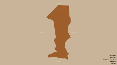 Oshana bölgesi, Namibya bölgesi, jeoreferatlı bir sınır kutusunda katı bir arka planda izole edilmiş. Etiketler. Desenli dokuların bileşimi. 3B görüntüleme