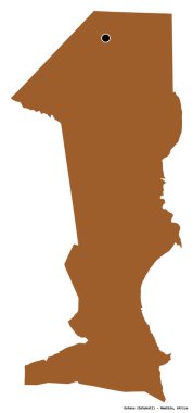 Oshana 'nın şekli, Namibya bölgesi, başkenti beyaz arka planda izole edilmiş. Desenli dokuların bileşimi. 3B görüntüleme