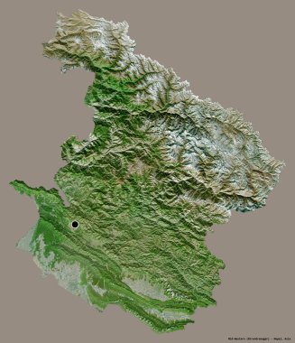 Nepal 'in orta-batı, gelişmekte olan bölgesinin sermayesi katı bir renk arkaplanı ile izole edilmiştir. Uydu görüntüleri. 3B görüntüleme