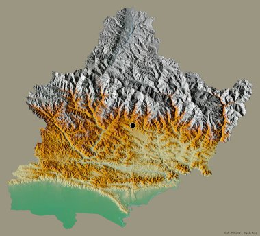 Batı 'nın şekli, Nepal' in gelişim bölgesi, sermayesi katı renk arka planında izole edilmiş. Topografik yardım haritası. 3B görüntüleme