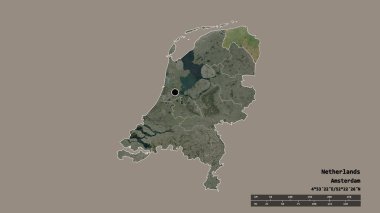 Başkenti, ana bölgesel bölümü ve ayrılmış Groningen bölgesi ile Hollanda 'nın dejenere edilmiş şekli. Etiketler. Uydu görüntüleri. 3B görüntüleme