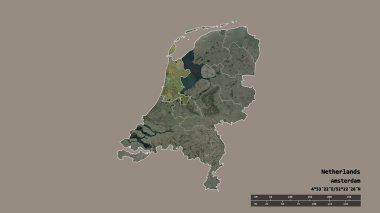 Başkenti, ana bölgesel bölünmesi ve ayrılmış Noord-Hollanda bölgesi ile Hollanda 'nın dejenere edilmiş şekli. Etiketler. Uydu görüntüleri. 3B görüntüleme