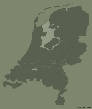 Hollanda 'nın başkenti katı renk arkaplanı ile izole edilmiştir. Renkli yükseklik haritası. 3B görüntüleme