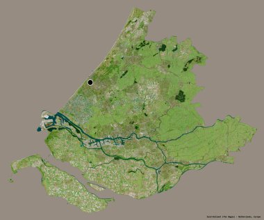 Hollanda 'nın Zuid-Holland eyaleti, başkenti katı renk arkaplanı ile izole edilmiştir. Uydu görüntüleri. 3B görüntüleme